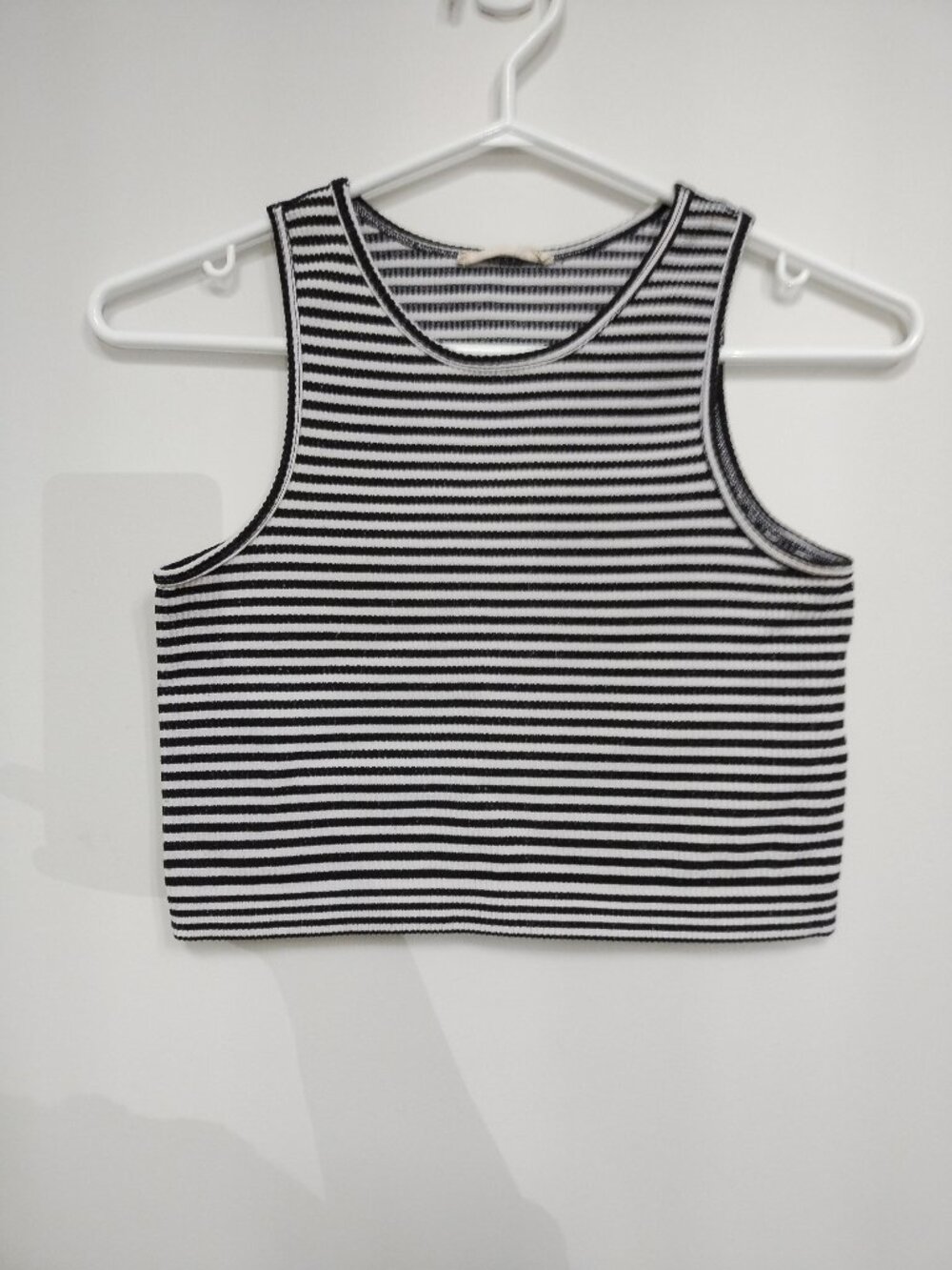 Reserved black/white striped crop